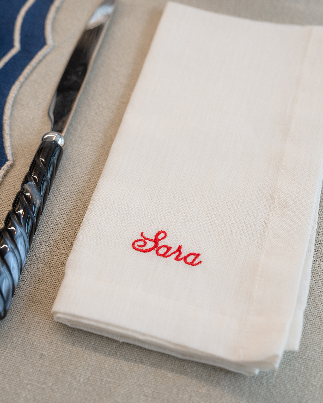Personalised Hemmed Linen Napkin