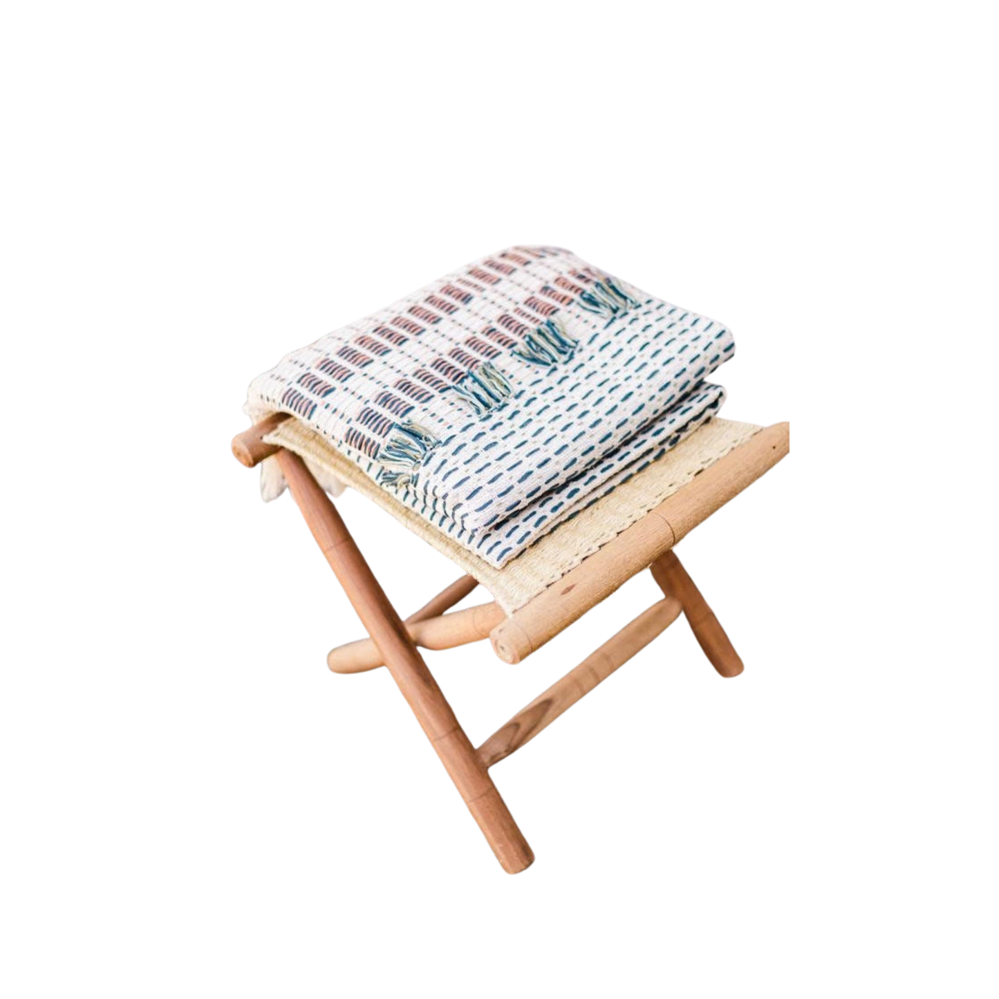 Organic Cotton Indigo & Apricot Throw