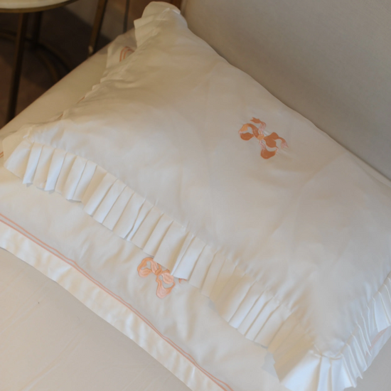 Arabella Bow Ruffle Frill Pillow Case Pair