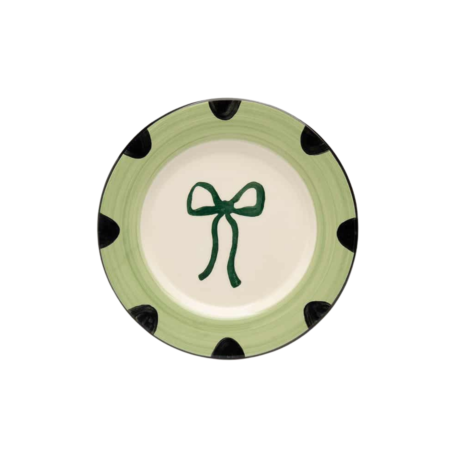 Green Bow Dessert Plate