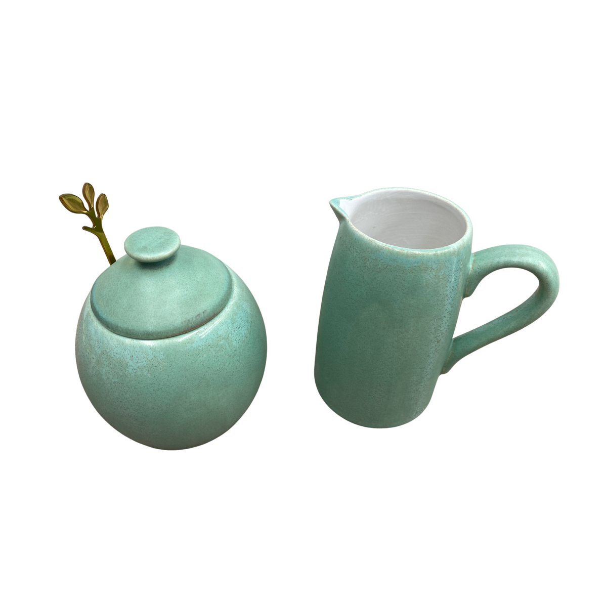 Sugar Bowl and Milk Jug Set Cornish Copper Glaze