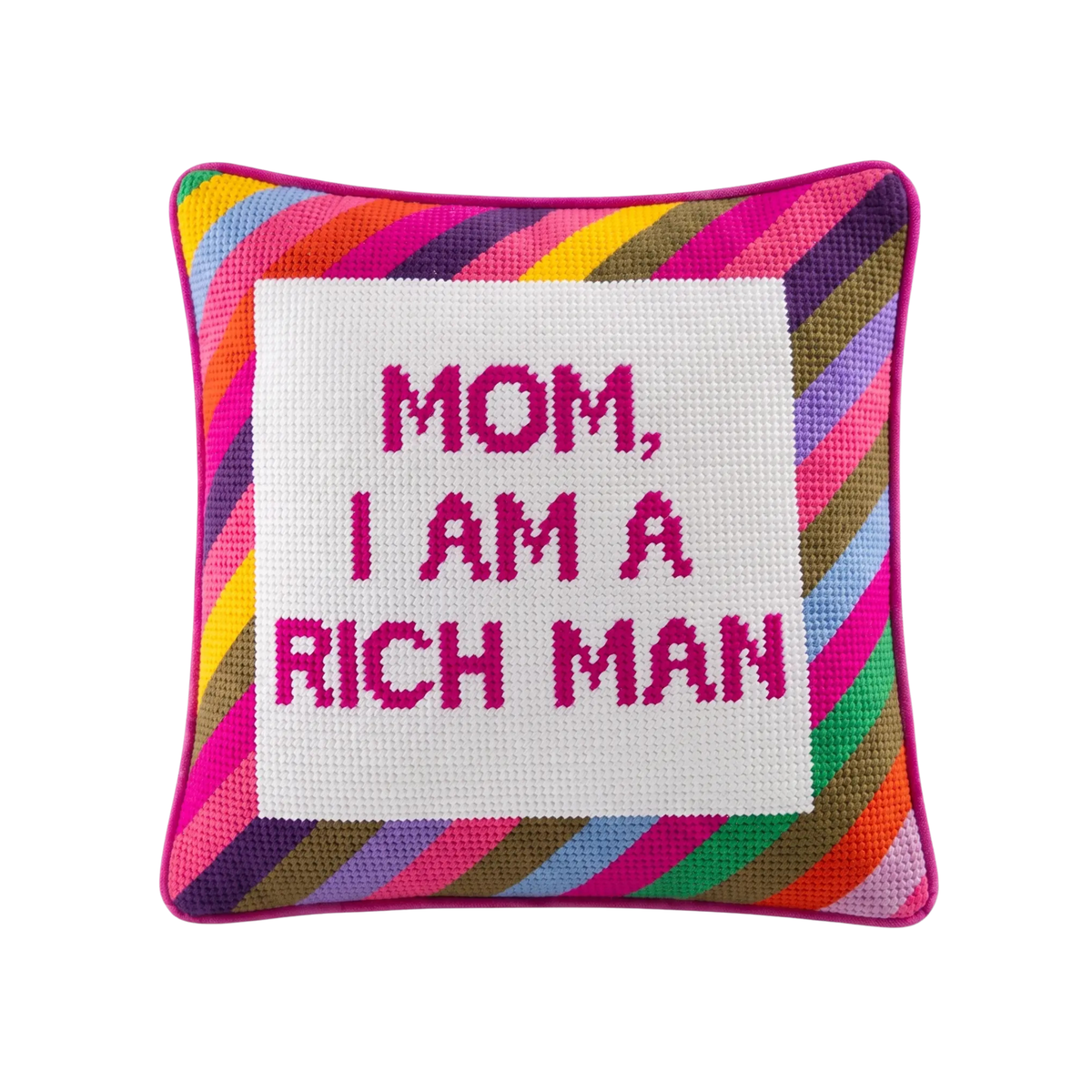 Rich Man Needlepoint Pillow