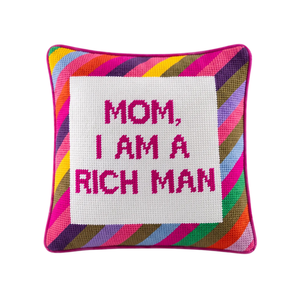 Rich Man Needlepoint Pillow