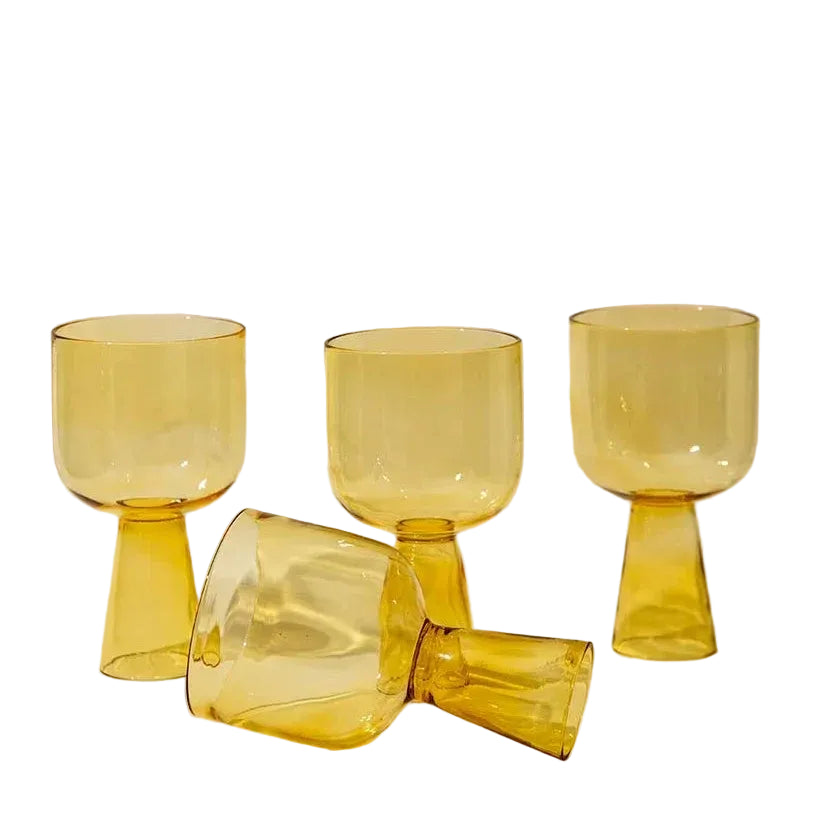 Aria Yellow Glass Dessert Bowls 3x5.75 Inches 9.45oz Set of 4 - Casa Amarosa