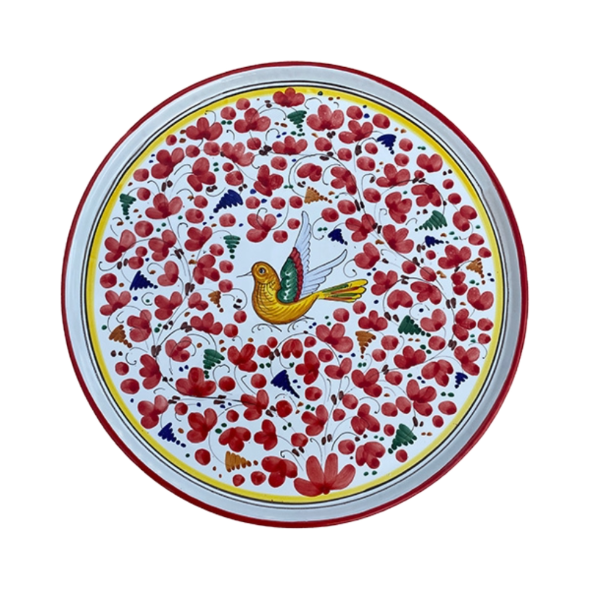 Pizza Platter Bird 33 cm Flowers Red