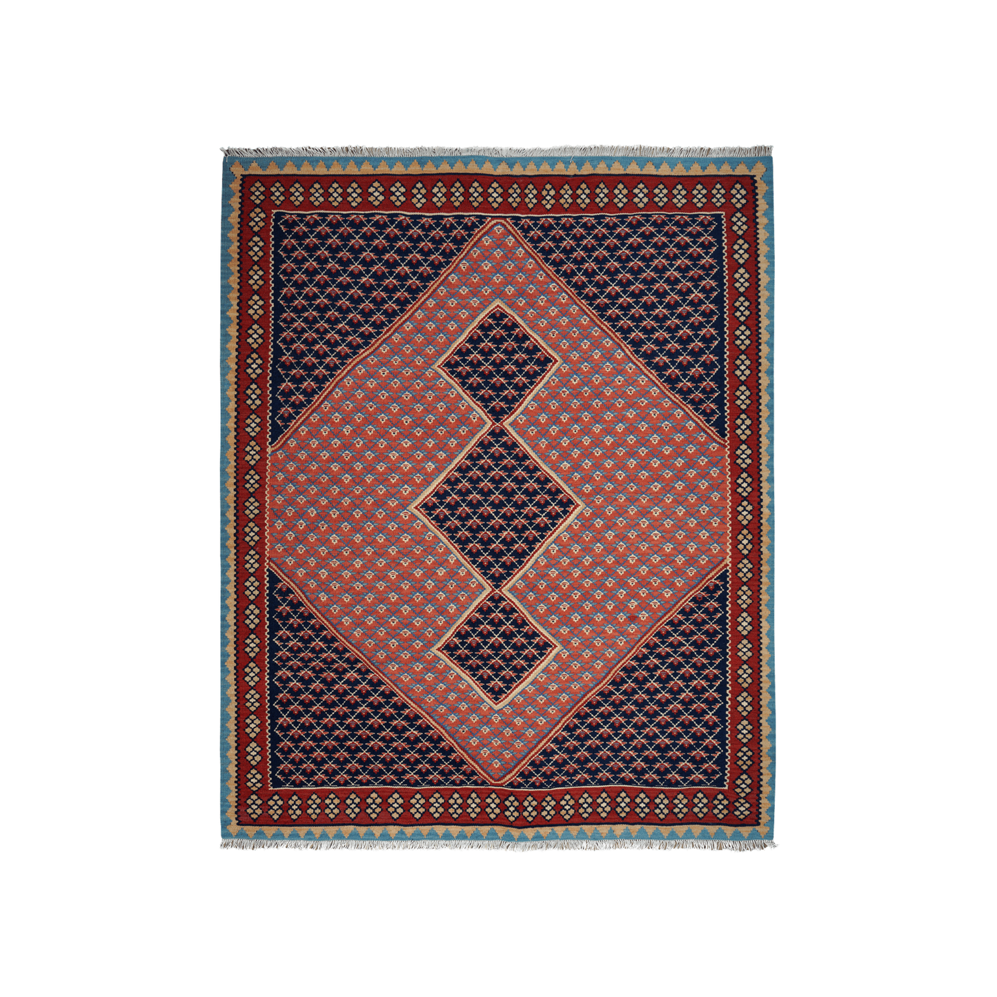 Kilim Senneh Rug · Hand-Woven - Red, 200x160 cm