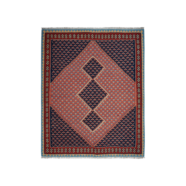 Kilim Senneh Rug · Hand-Woven - Red, 200x160 cm