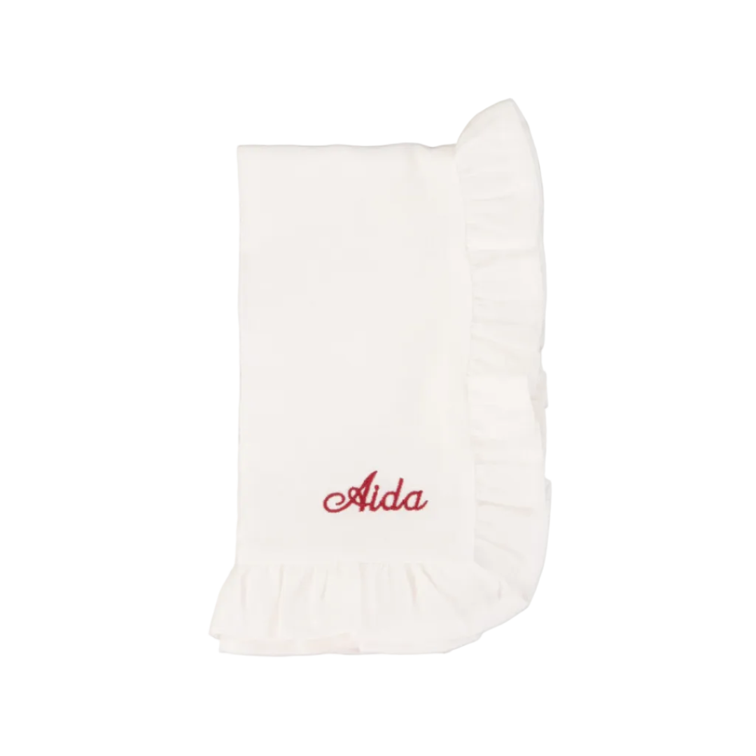 Customised White Ruffle Linen Napkin MF