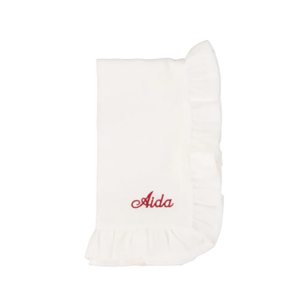Customised White Ruffle Linen Napkin MF
