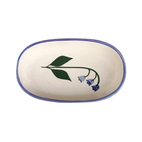 Handmade Ceramic Serving Bowl - Blue Bell , 1.5 x 8 x 4 Inches - Set of 4