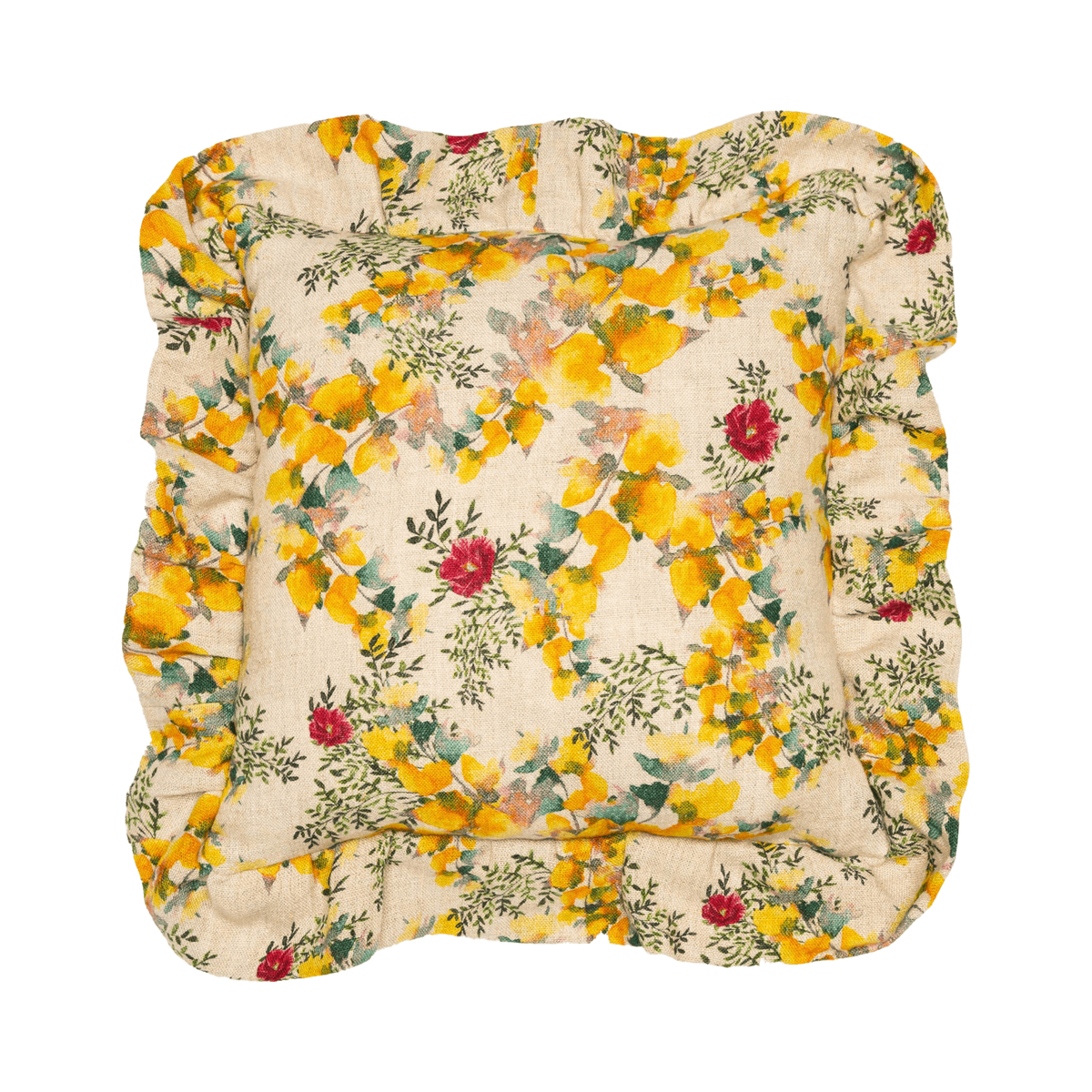 Organic Linen Ruffled Pillow Cover in Saint Valentine