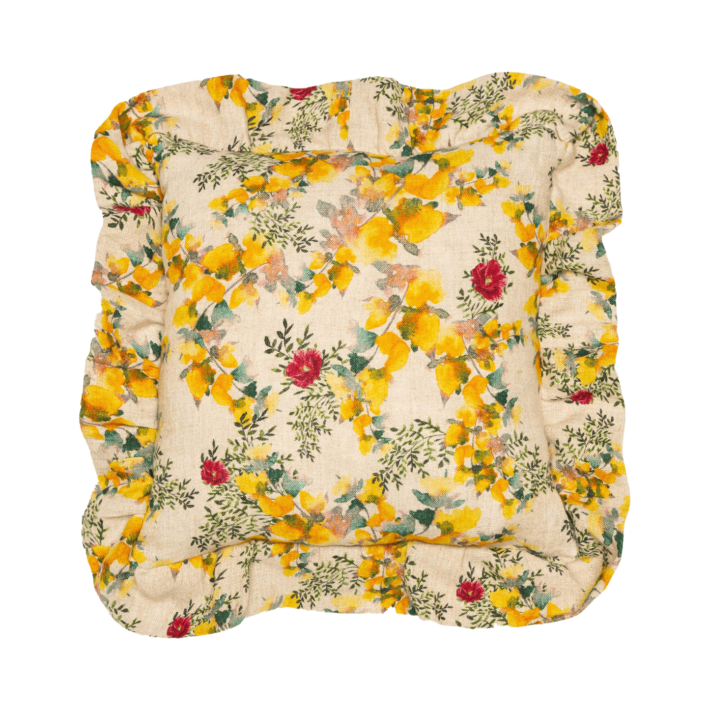 Organic Linen Ruffled Pillow Cover in Saint Valentine