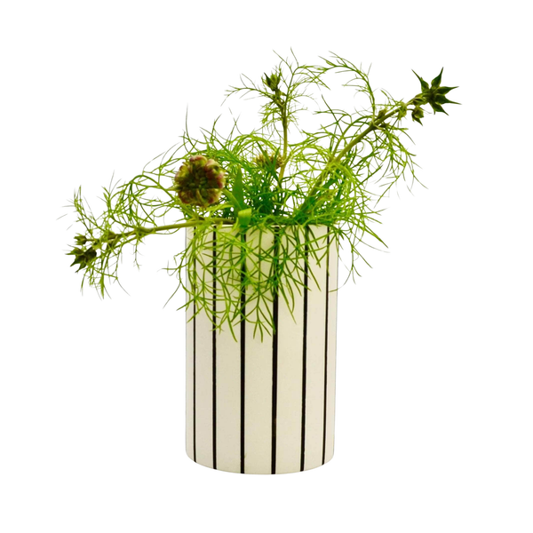 Wide Striped Vase Black
