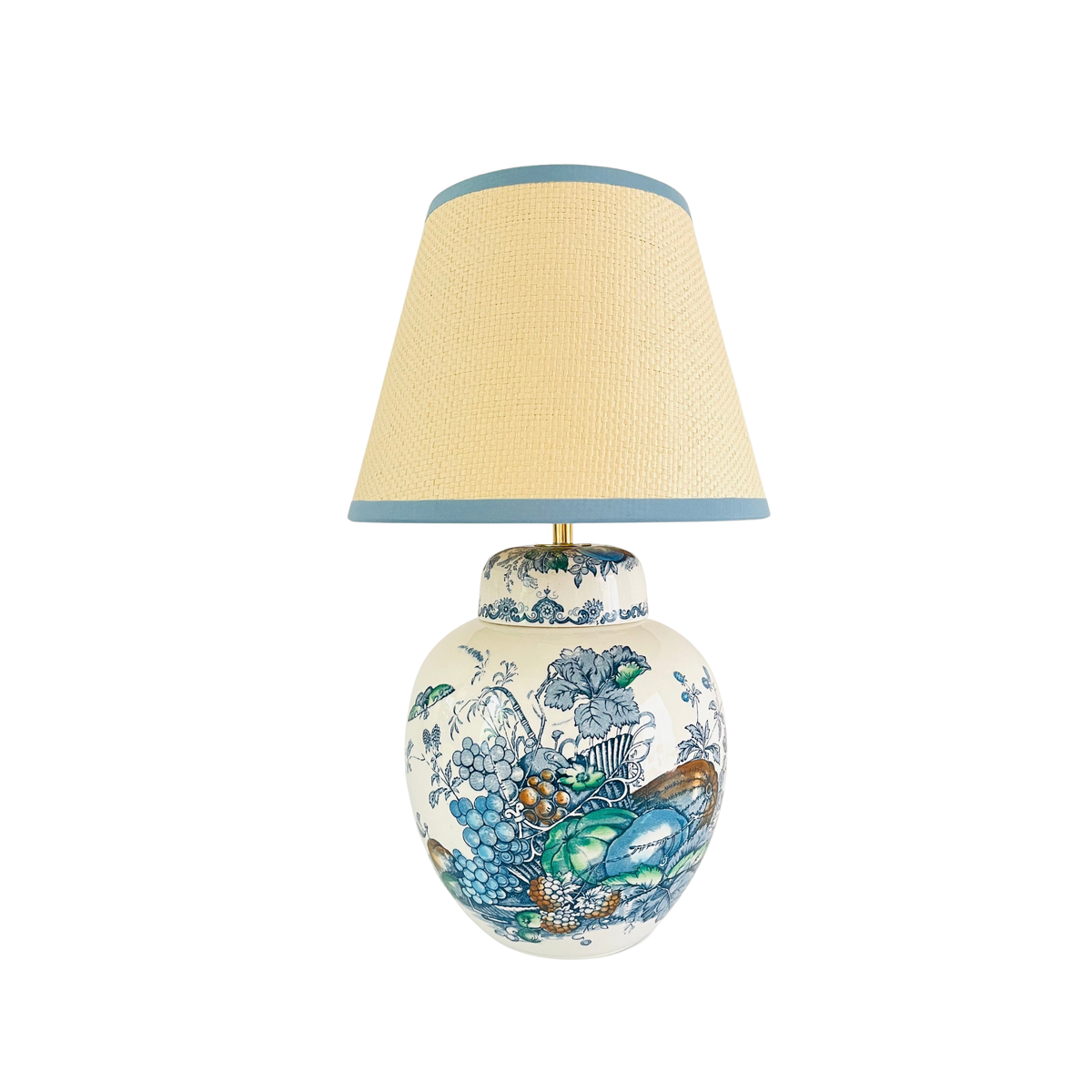 Large Antique Mason’s ‘Fruit Basket’ Lamp