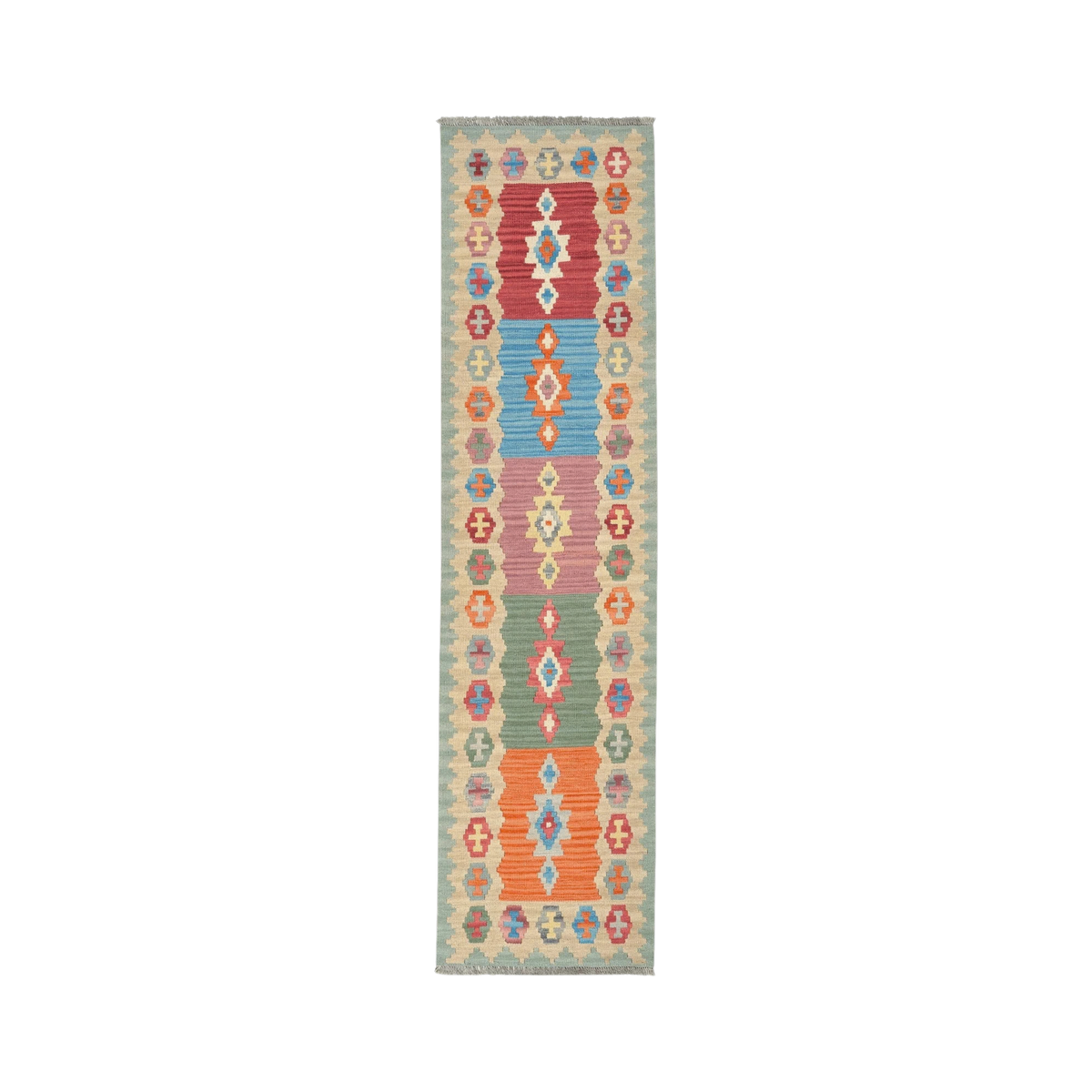 Gashgai Kilim · Hand-woven – Multicolored, 240x61 cm