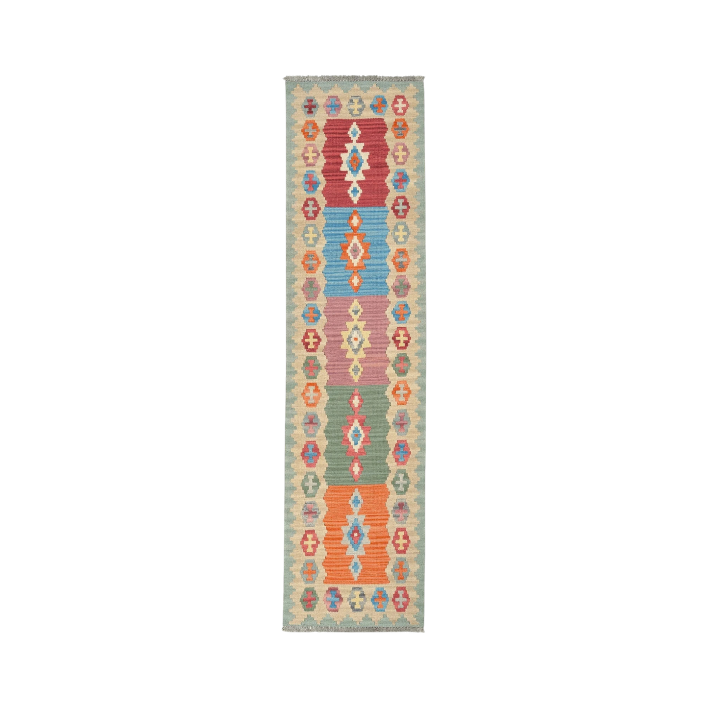 Gashgai Kilim · Hand-woven – Multicolored, 240x61 cm
