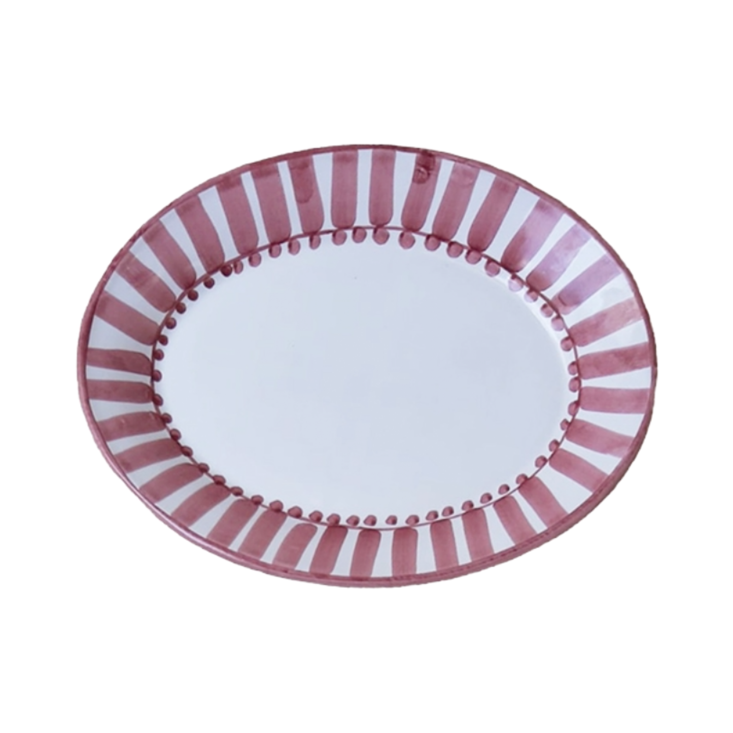 Oval Serving Platter Sole 38 cm Stripe Burgundy