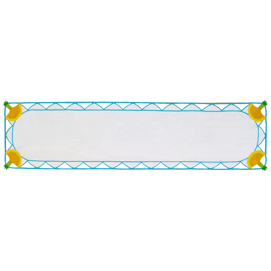 Hand Embroidered Dandelion Drift Table Runner 16.5" × 67"