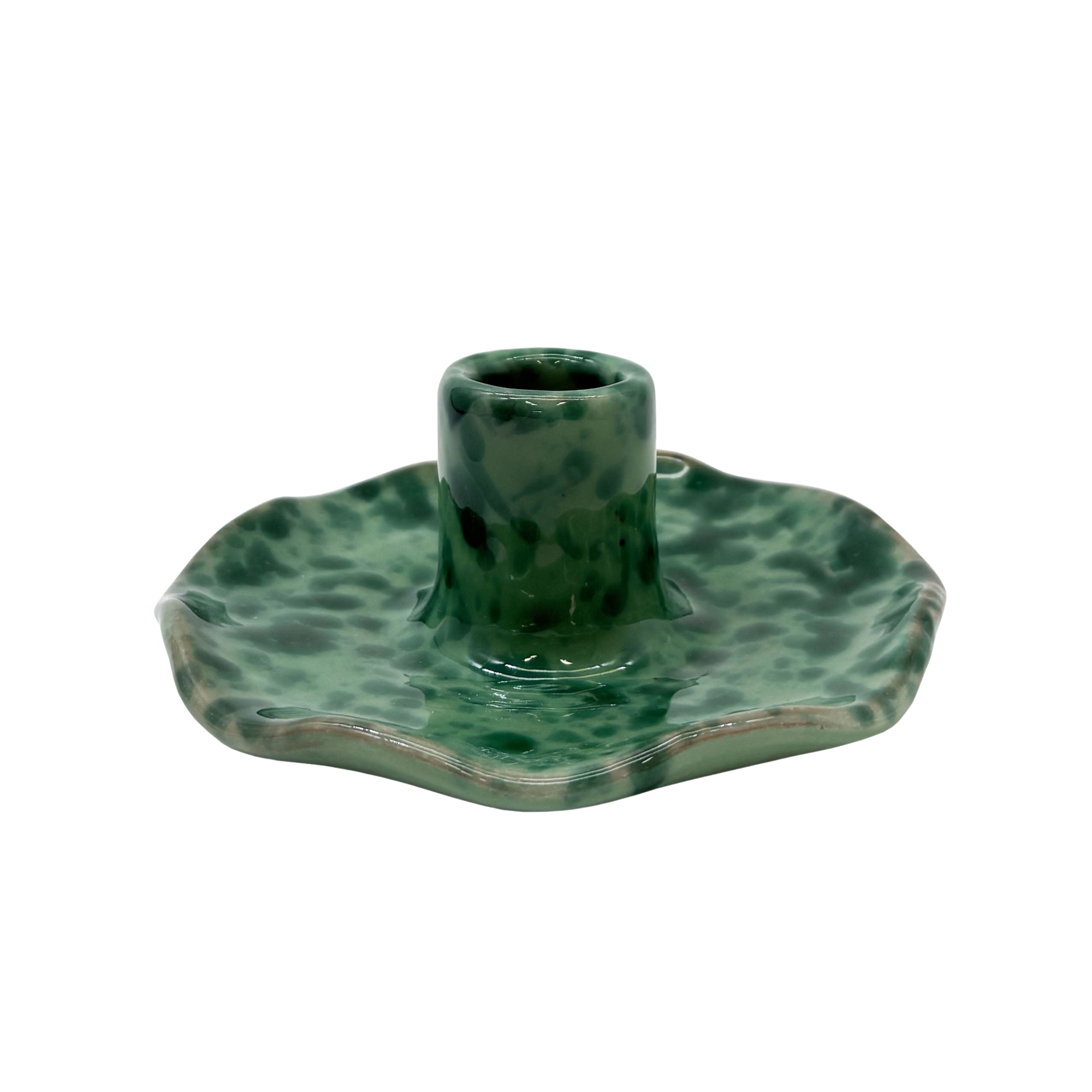 Scalloped Splatterware Candle Holder