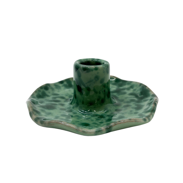 Scalloped Splatterware Candle Holder
