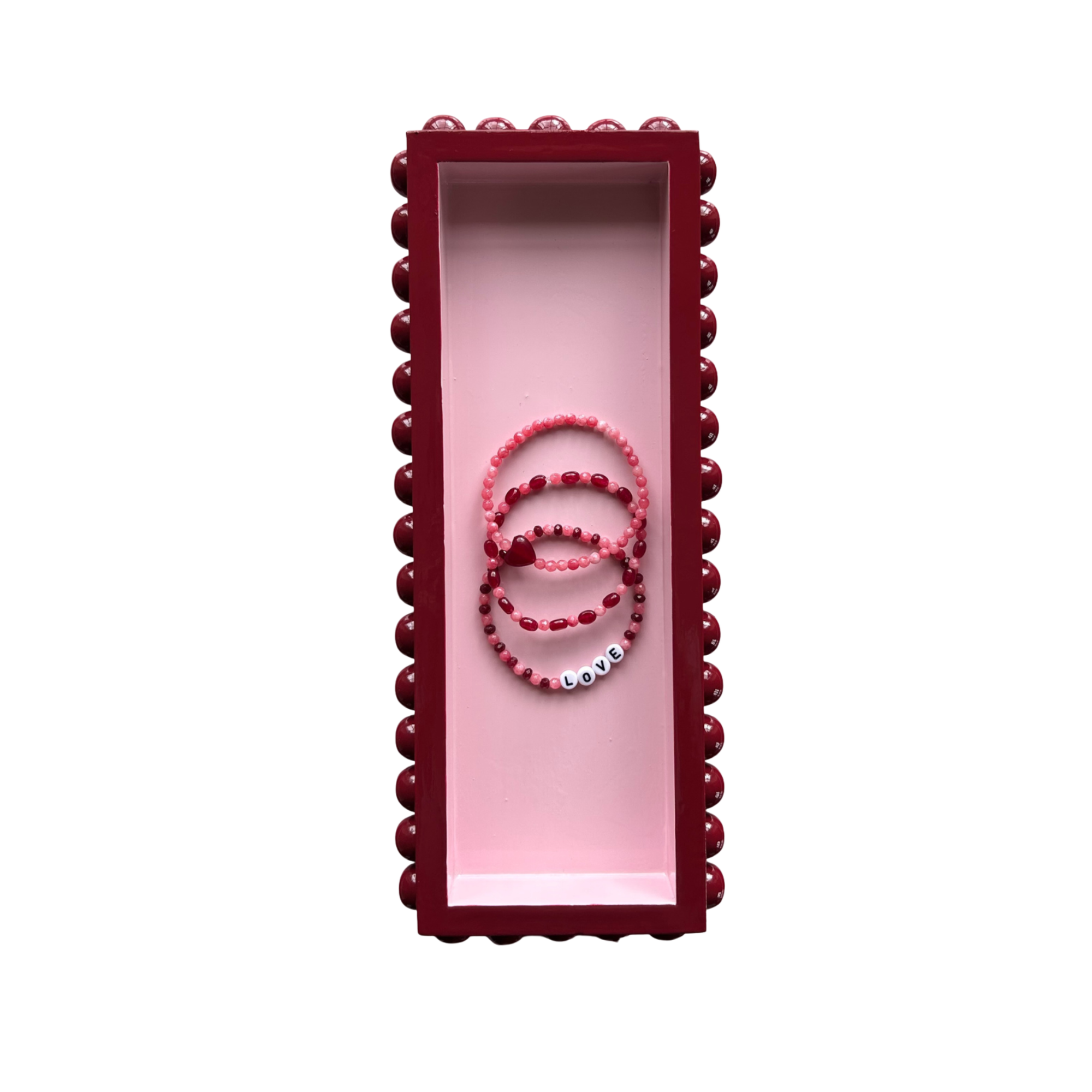 Pink & Red Bobbin Style Decorative Tray