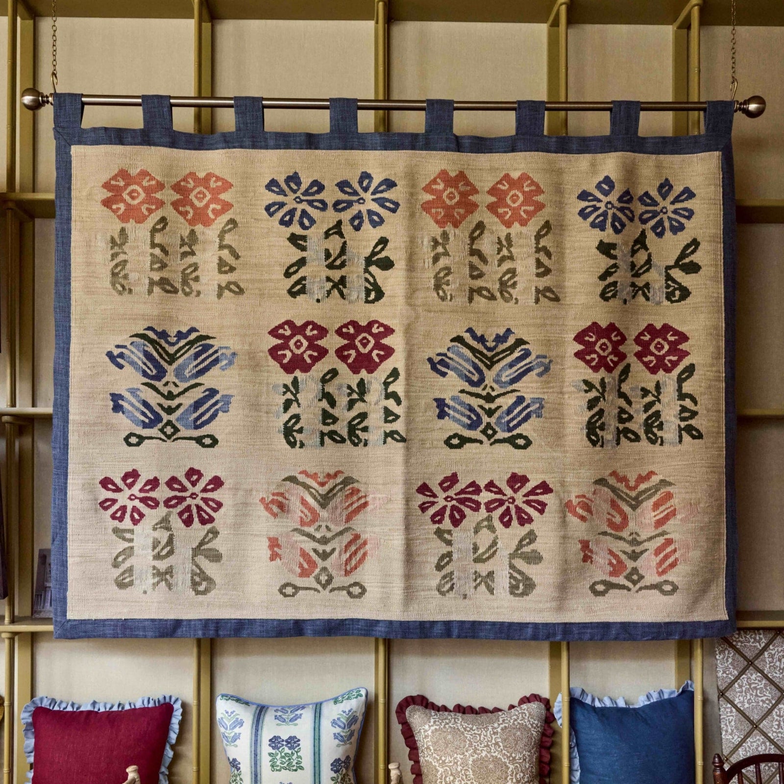 Folkloric Floral Kilim Tapestry