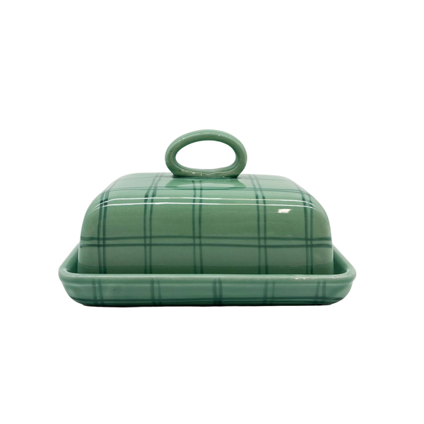 Gingham Butter Dish
