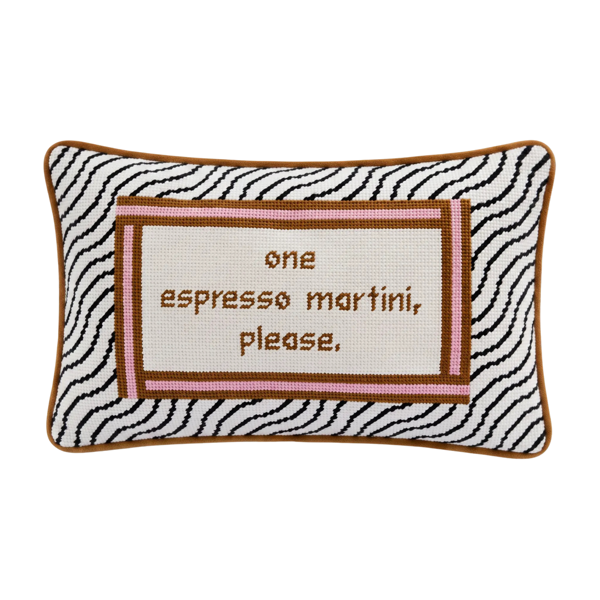 Espresso Martini Needlepoint Pillow