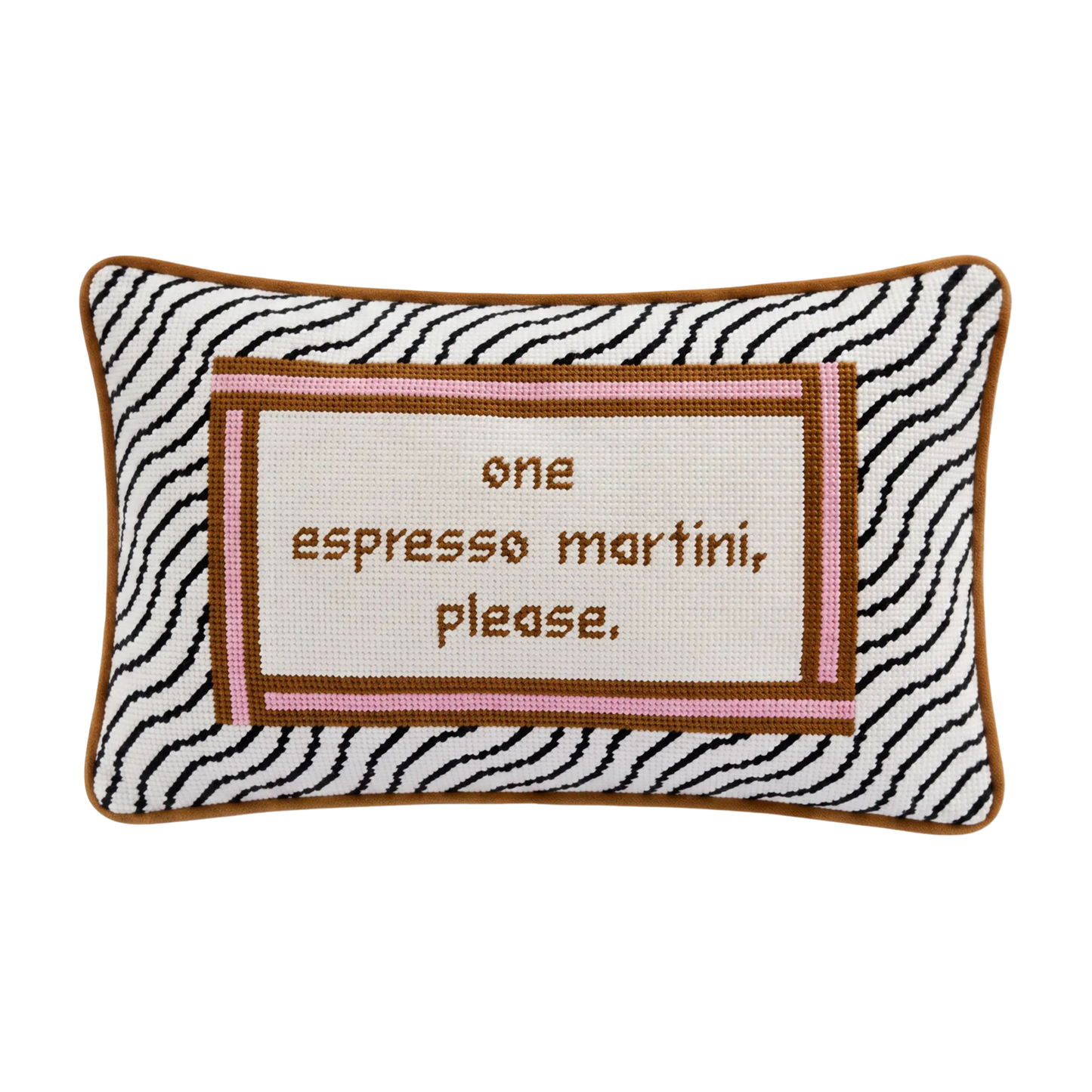 Espresso Martini Needlepoint Pillow
