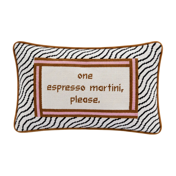 Espresso Martini Needlepoint Pillow
