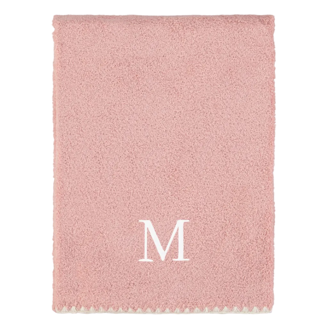 Pink and Natural Shell-Stitch Cotton Bath Towel