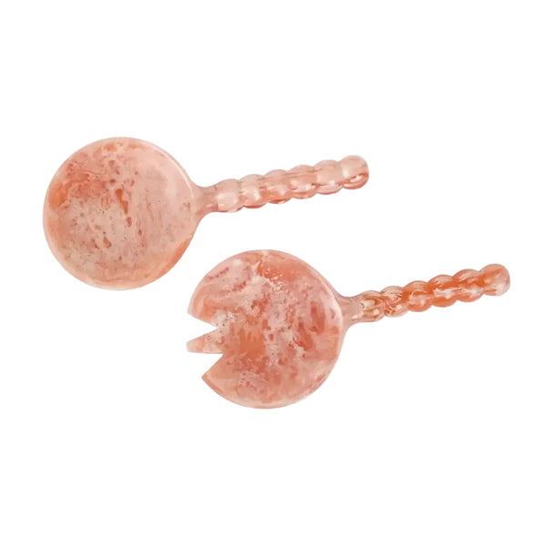 Resin Salad Server, Pink Set of 2 4.10x8.75 Inches - Casa Amarosa