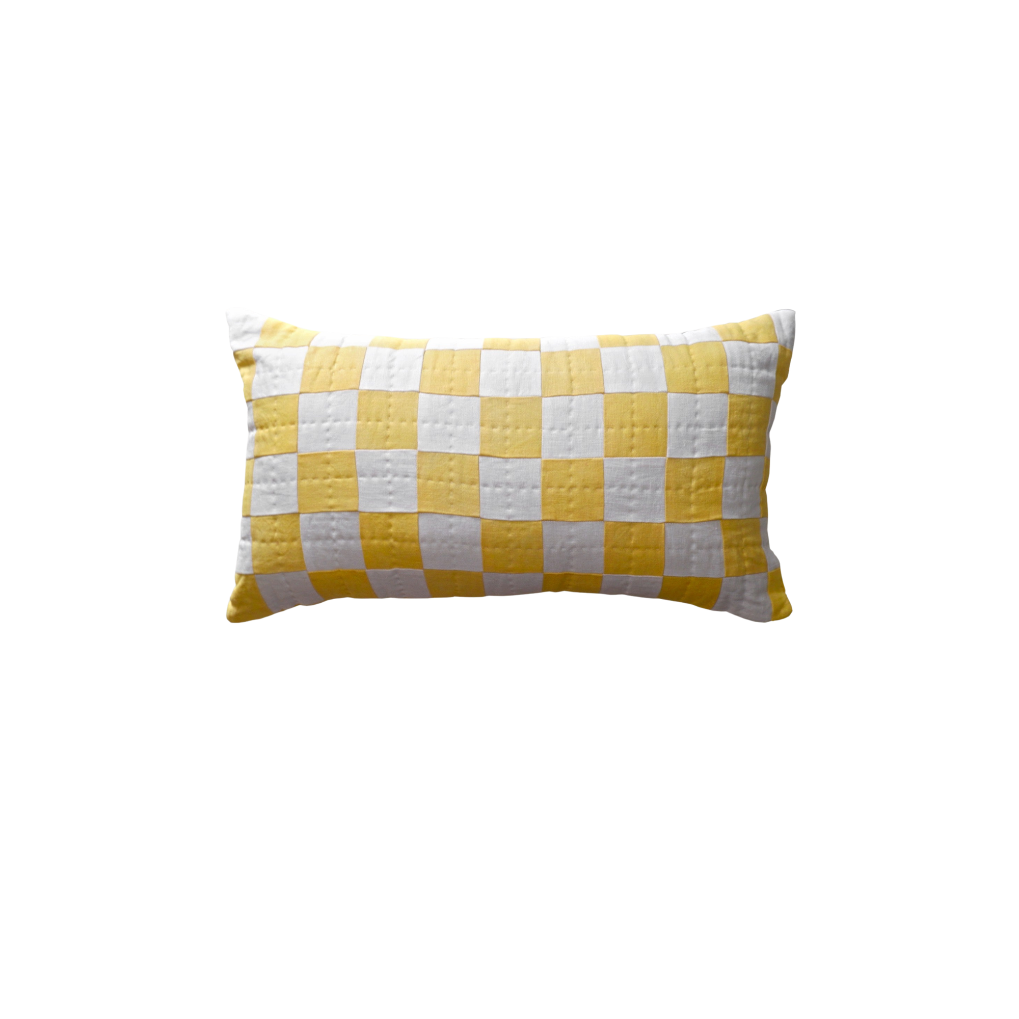 Chequered Cushion in Yellow