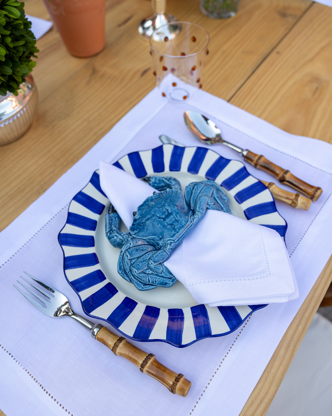 White Linen Napkin with Openwork Stitching