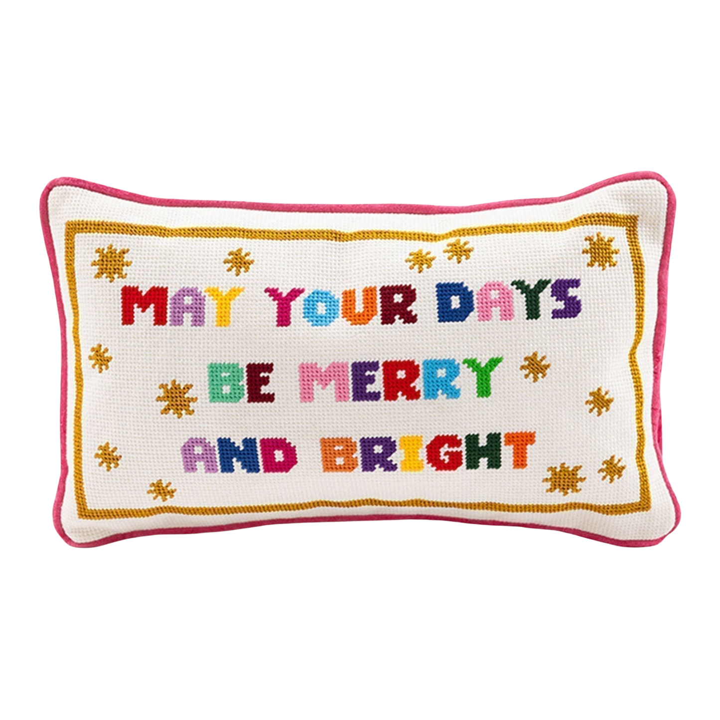 Merry & Bright Needlepoint Pillow