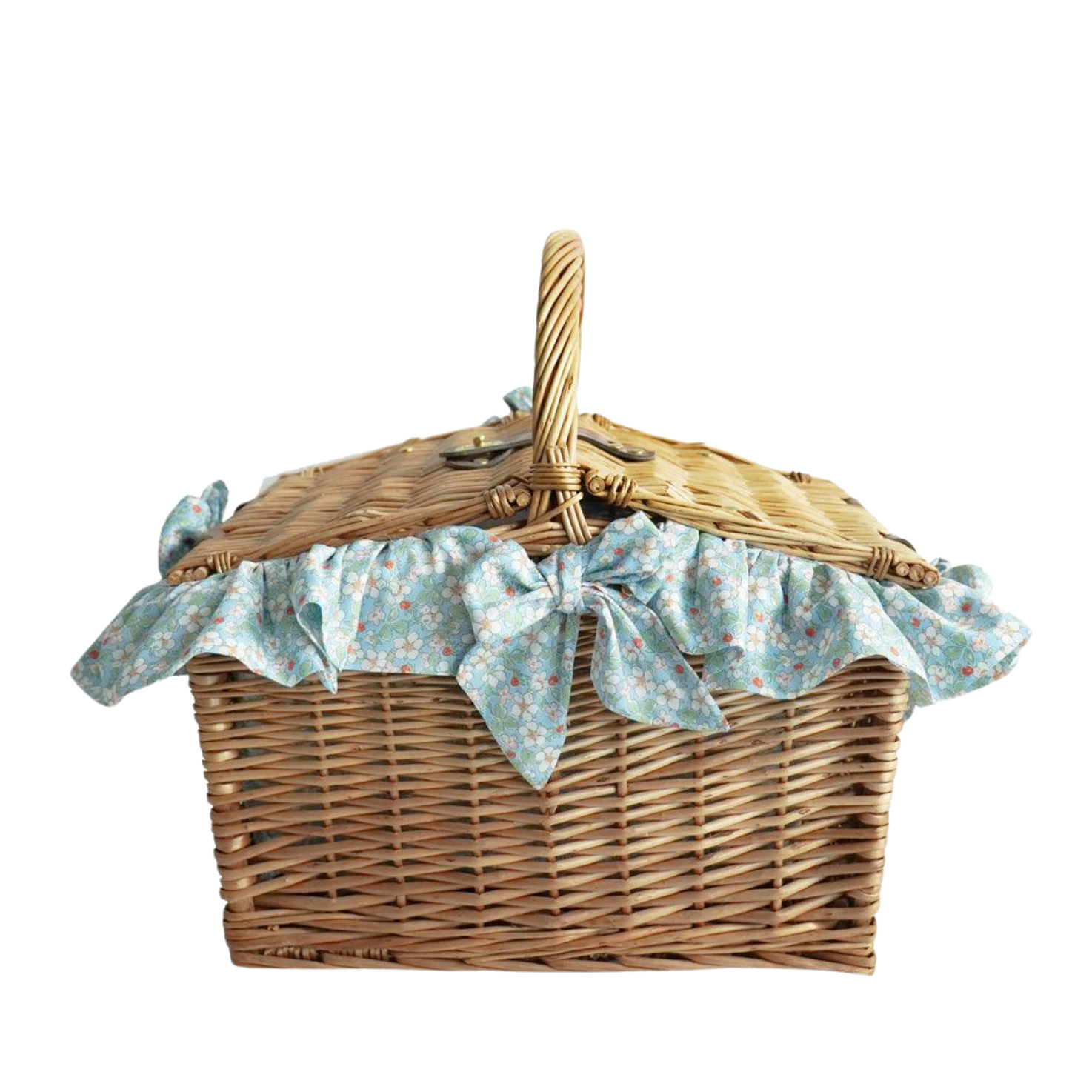 Rectangular Picnic Basket Hamper Made With Liberty Fabric Paysanne Blossom