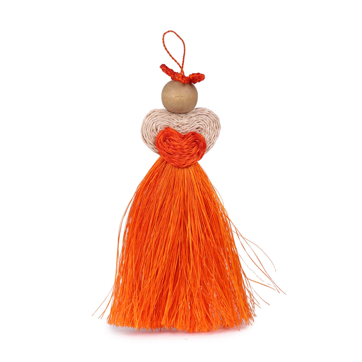 OKHUPHUZI: Handwoven Orange Love Angel Tree Decoration