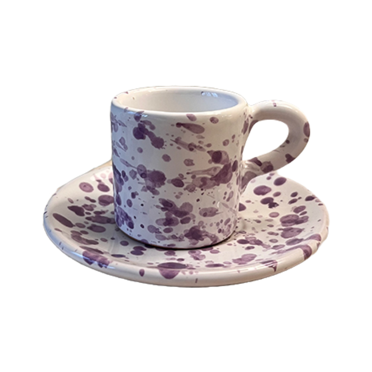 Coffee Cup And Saucer Dots Purple