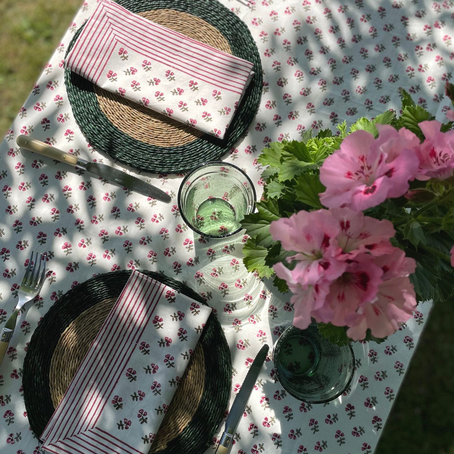 Pink Ditsy Ruffle Tablecloth