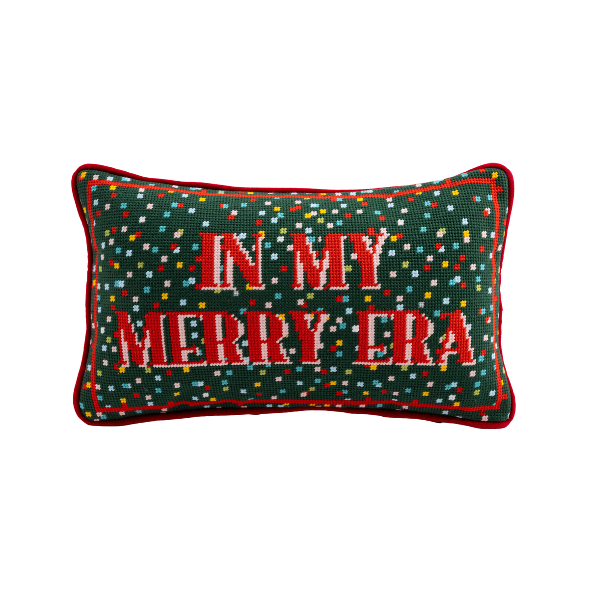 Merry Era Needlepoint Pillow