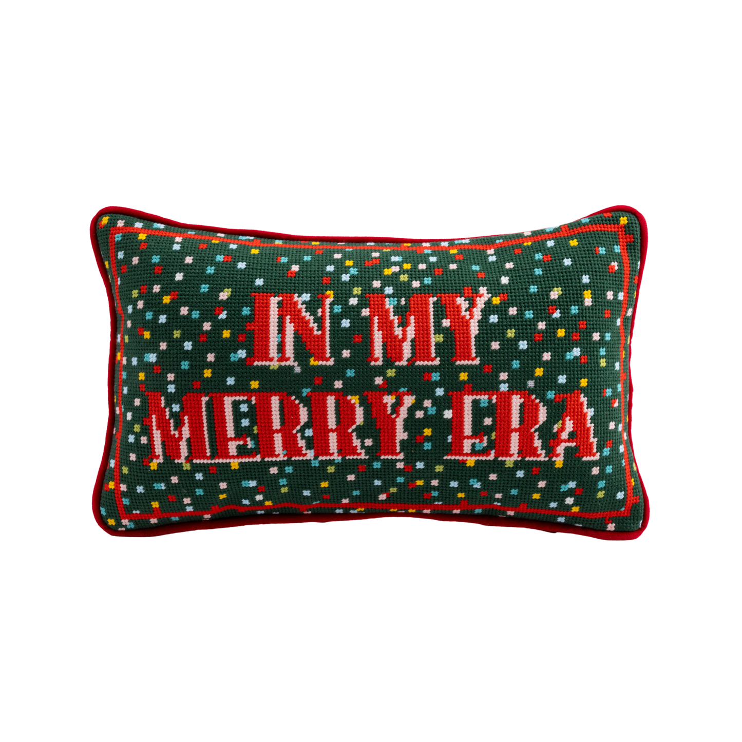 Merry Era Needlepoint Pillow