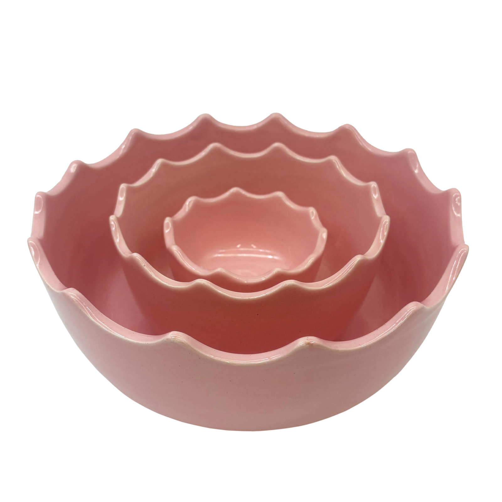 Set of 3 Scalloped Edge Bowls