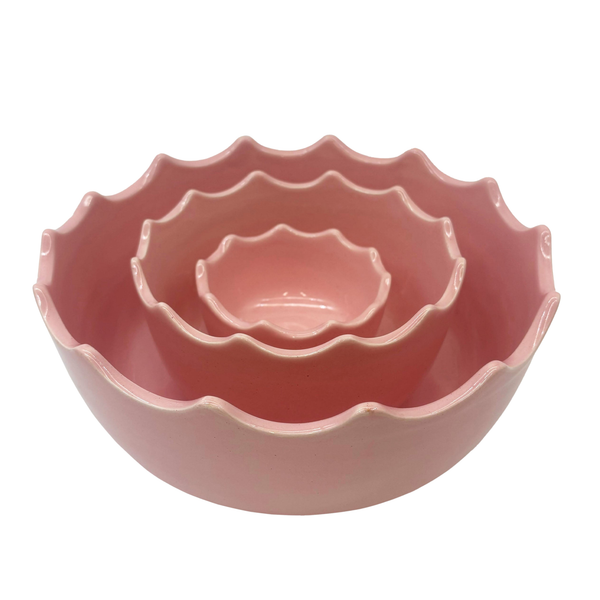 Set of 3 Scalloped Edge Bowls