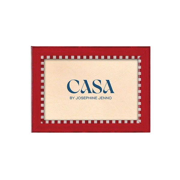 Red and White Striped Marquetry Photo Frame 7 x 5