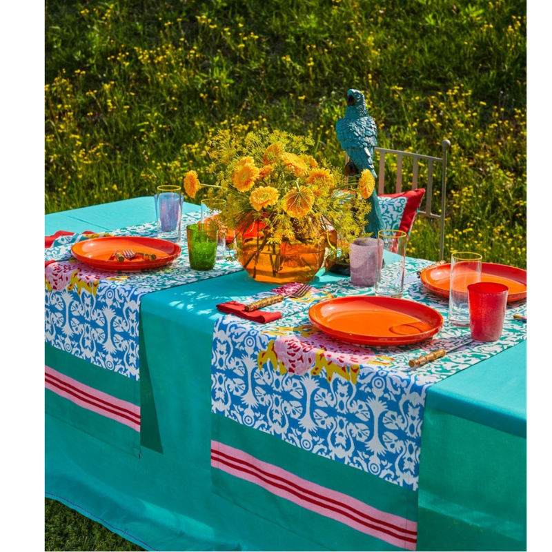 Cotton Tablerunner | Dam Dam Veronese Blue