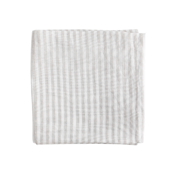 Beige Linen Stripes Tablecloth