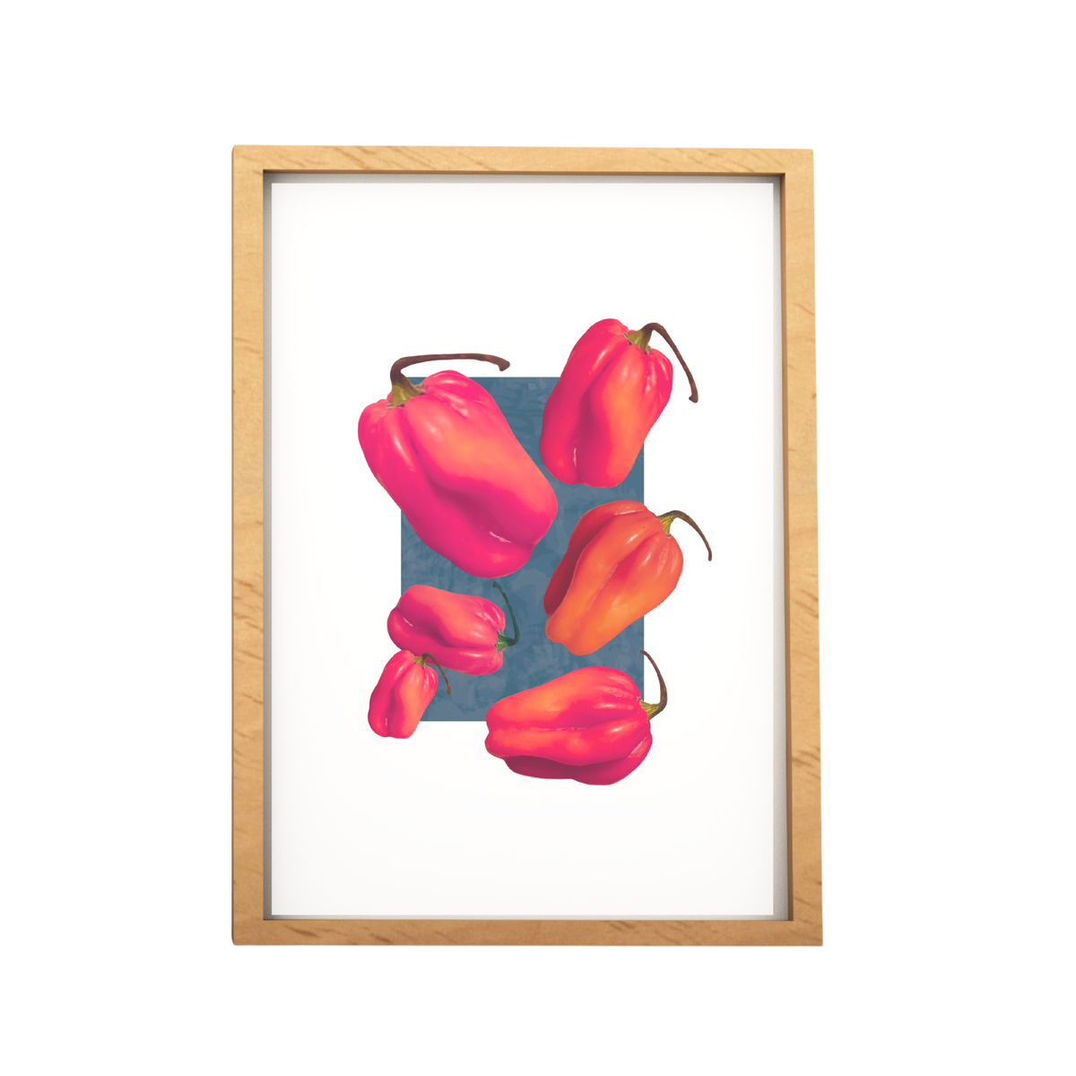 Scotch Bonnet Vegetable Collage In Sunny Blue Print
