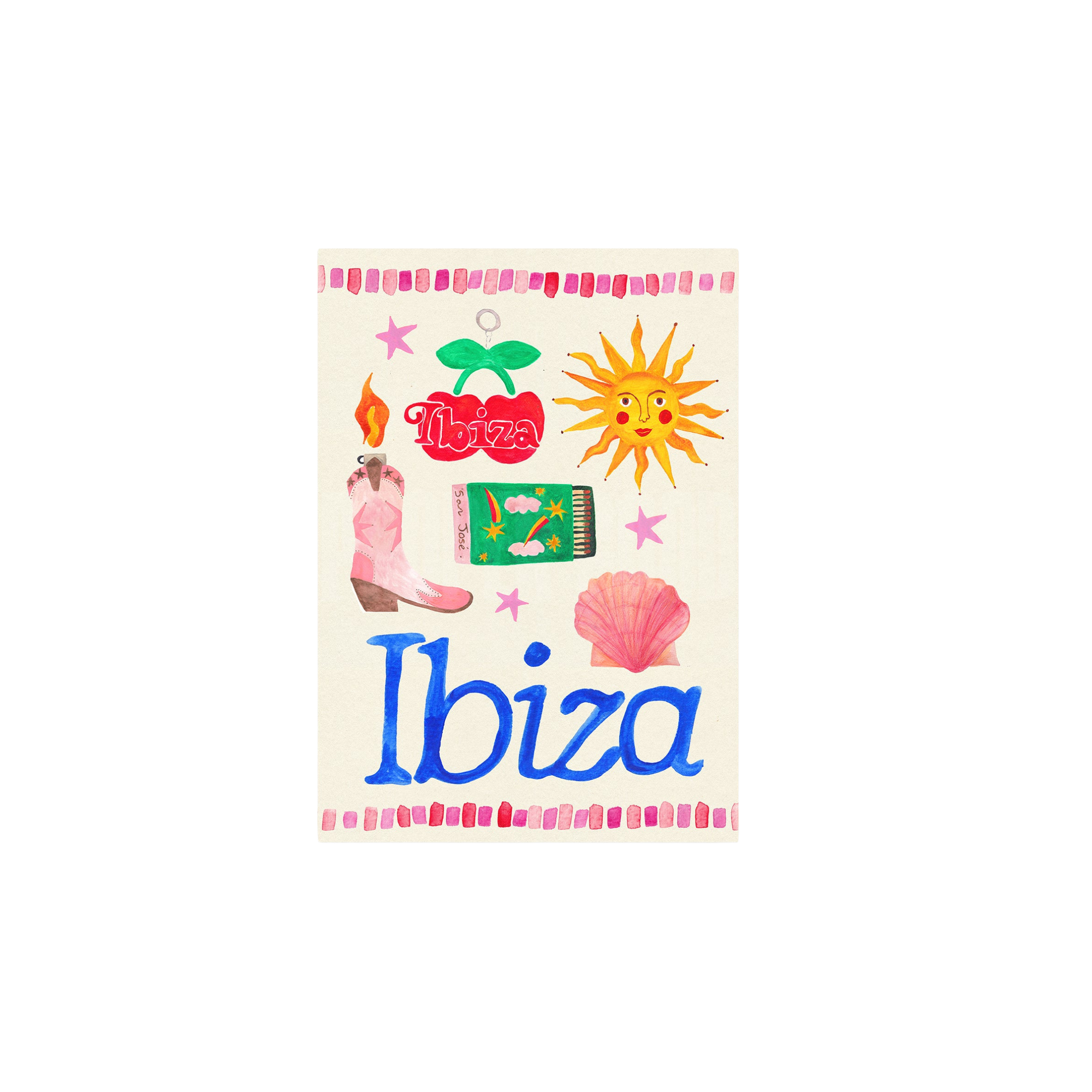 Ibiza Travel Trinket Hand Painted Print