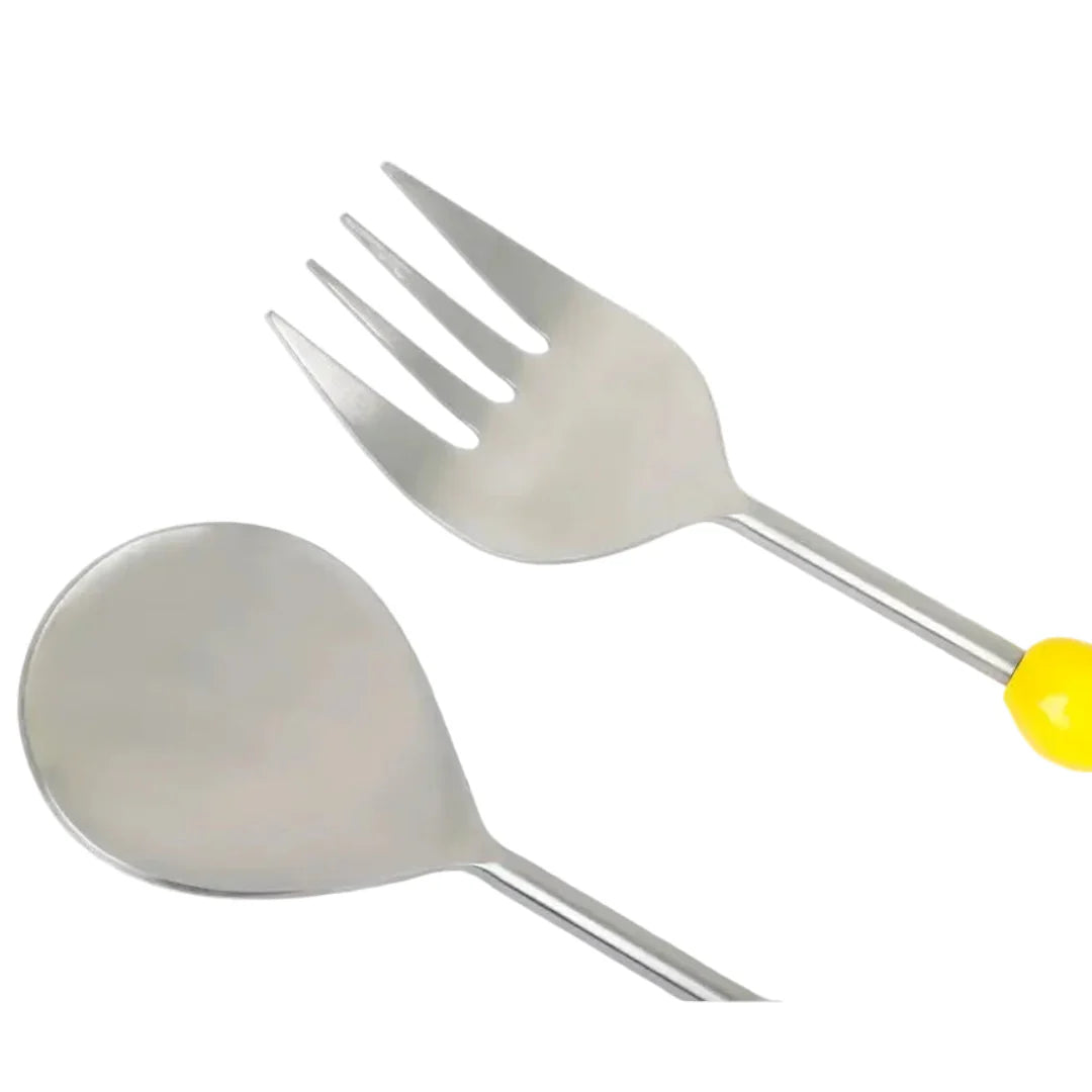 Salad Server with Lemon Handle, (Set of 2 ) - 9.5x3 Inches