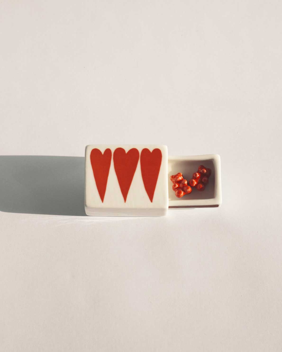 Mini 3 Hearts’ Ceramic Matchbox